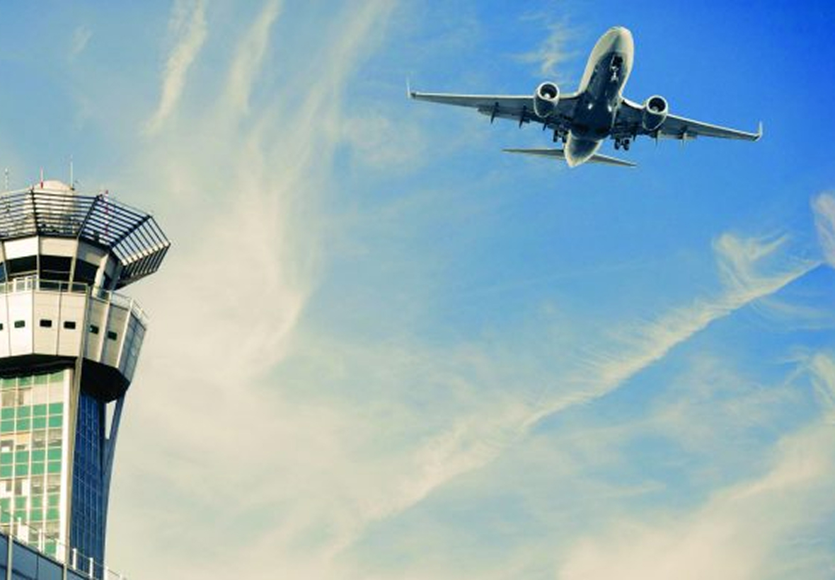 Aviation Air Traffic Control Tower and Aircraft